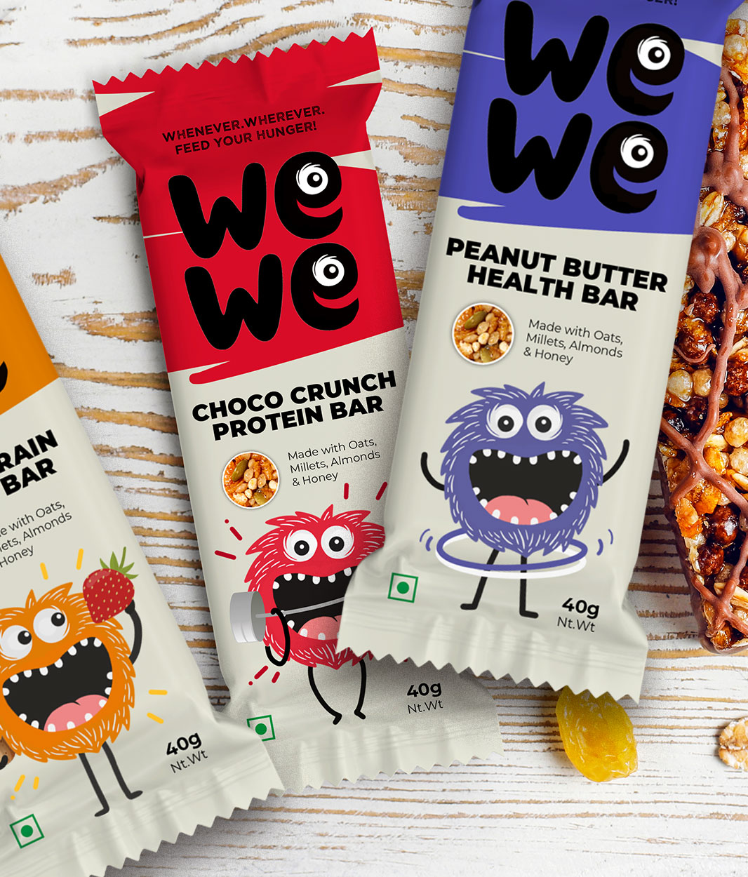 Crafting a quirky crunchy health bars packaging